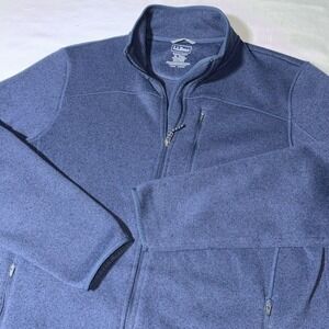 LL Bean Jacket Mens XL Tall Sweater Fleece Full Zip Slightly Fitted Outdoor Navy